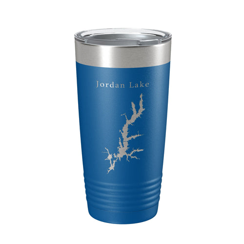 Jordan Lake B. Everett Map Tumbler Travel Mug Insulated Laser Engraved Coffee Cup North Carolina 20 oz